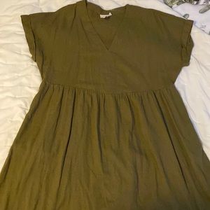 Beautiful olive green cape sleeves dress